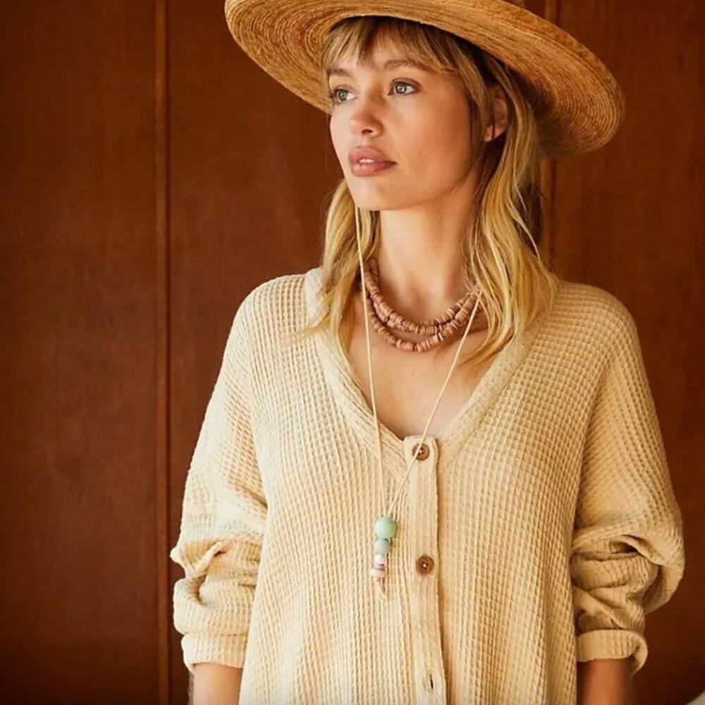 Free People Waffle Cardi Tunic